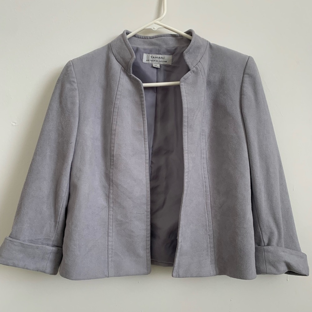 Tahari by Arthur S. Levine Open Front Blazer Jacket | Light Gray Workwear
